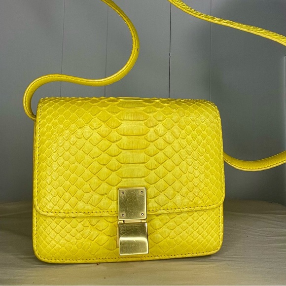 Celine Classic Box Bag Yellow Python Crossbody - Picture 2 of 16